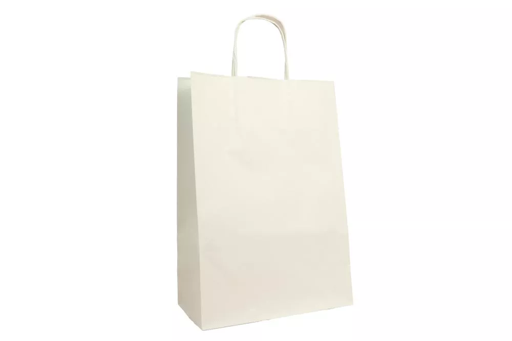 Mittlere (22+10*31 cm) weiße Papiertaschen mit Papierkordel, unbedruckt, 90g/m², 25er Set