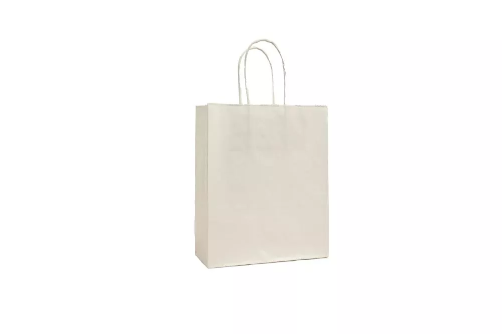 Kleine (18+8*22 cm) weiße Papiertaschen mit Papierkordel, unbedruckt , 90g/m², 25er Set